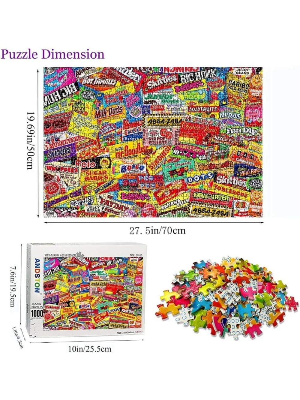 1000 Piece Jigsaw Puzzle - Crazy Candy Design for Adults & Kids - Fun Home Decor